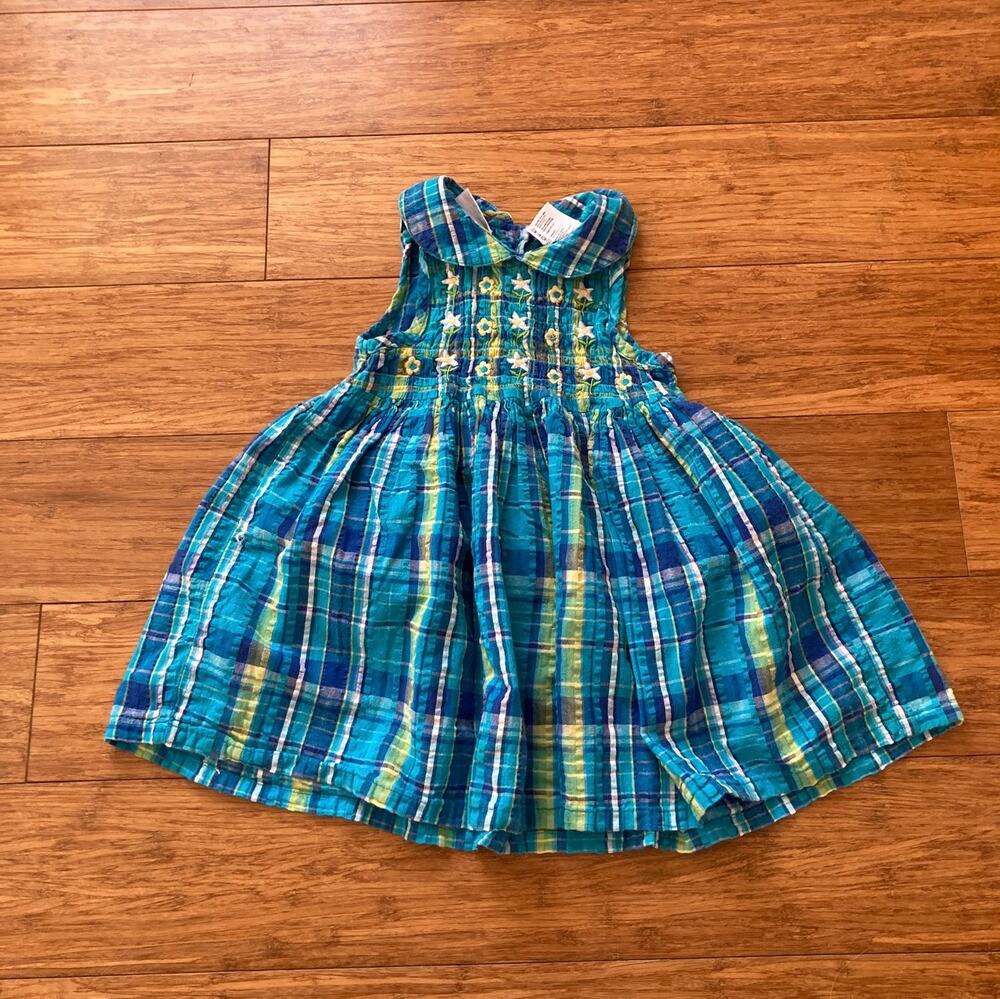Small Steps Blue & Yellow Plaid Toddler Dress, Size 24M